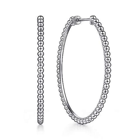 Gabriel & Co. Earrings 925 Sterling Silver Beaded Large Oval Hoop Earrings